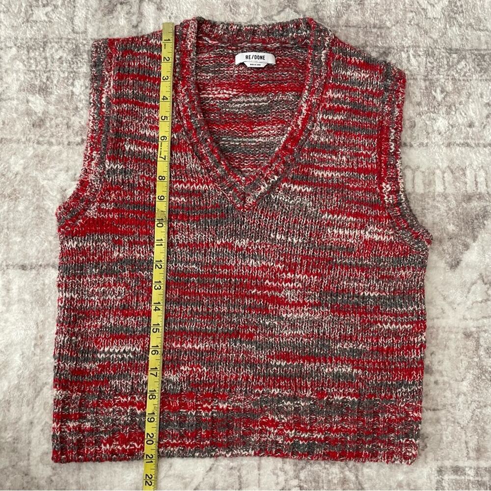 Re/Done 60s Sweater Vest Red Multi Knit Small Grandpacore - Picture 10 of 10